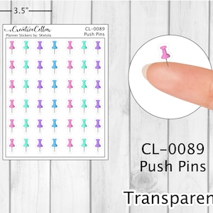 CL-0089 // Pegatinas con chincheta para agenda, transparentes y coloridas