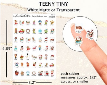 TTS-54 // Christmas Countdown with Tiny Clipart Planner Stickers Holidays fit any Planner