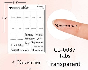 CL-0087 CLEAR Tab and Month Stickers for Planner Transparent for Hobonichi
