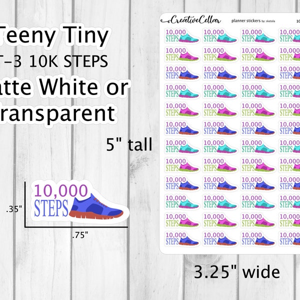 TT-3 // 10K Steps Super Teeny Tiny Planner Stickers Tracker 10 thousand steps fit any Planner