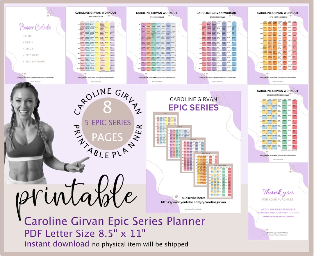 Download Only // Caroline Girvan Planner 8 Page Printable PDF Download Epic  Series Workouts -  Canada