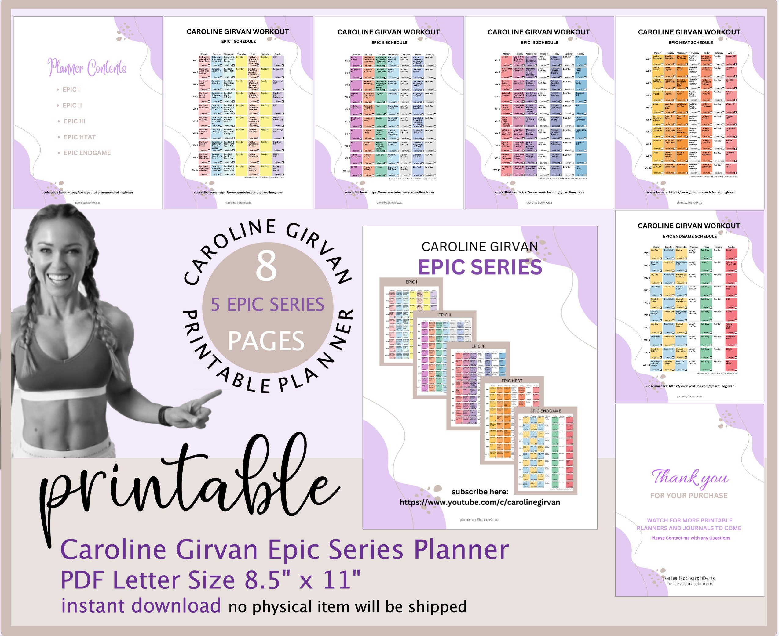 Download Only // Printable Download Caroline Girvan Planner 8 Page Workout  Planner PDF Download Epic Series Workouts -  Norway