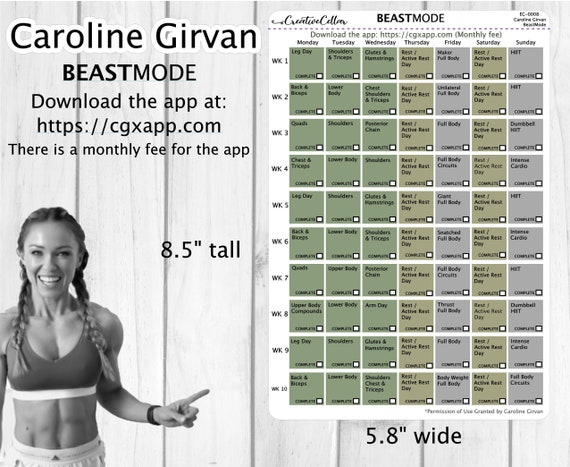 EC-0008 // Caroline Girvan Beastmode App Workout Planner Stickers -   Canada