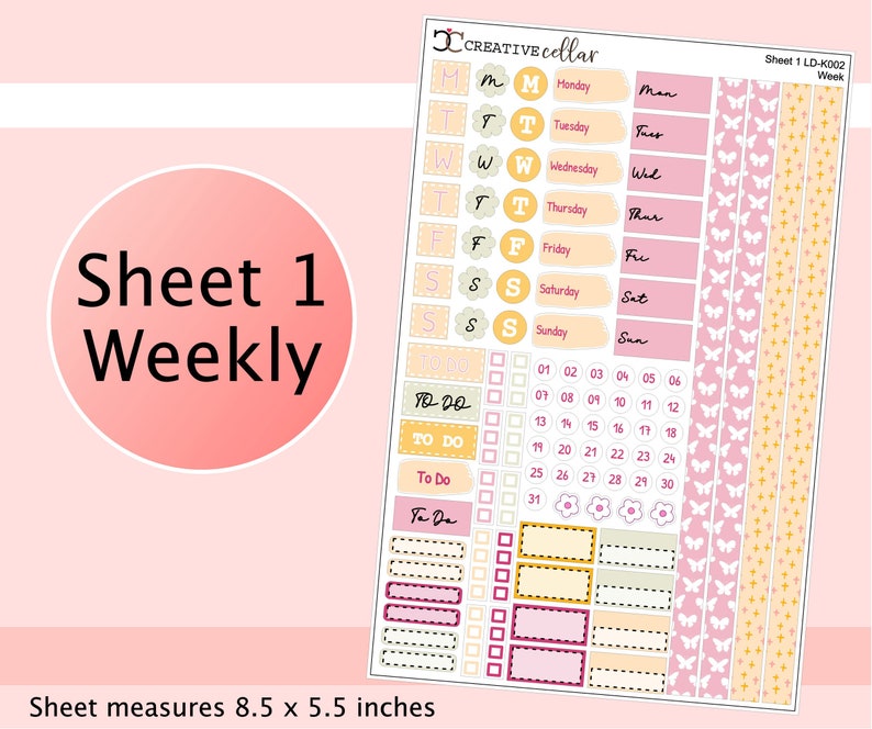 LD-K002 //laurel Denise Planner Sticker Kit - Pink Spring Weekly and ...