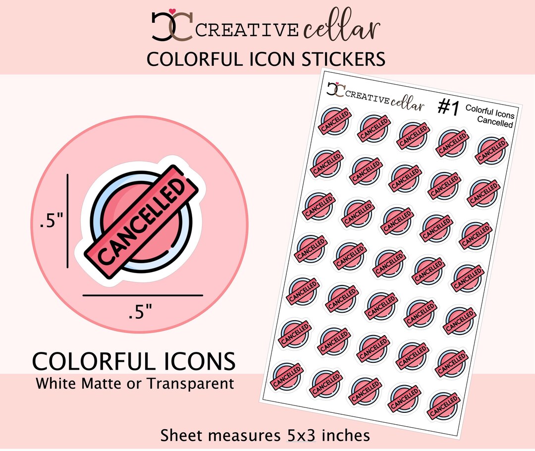 CI#1 // Cancelled Colorful Icon Planner Stickers, Canceled, Cancel - Etsy