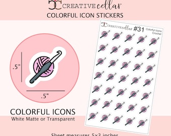 CI#31 // Crochet Colorful Icon Planner Stickers, Craft, Blanket, Hobby