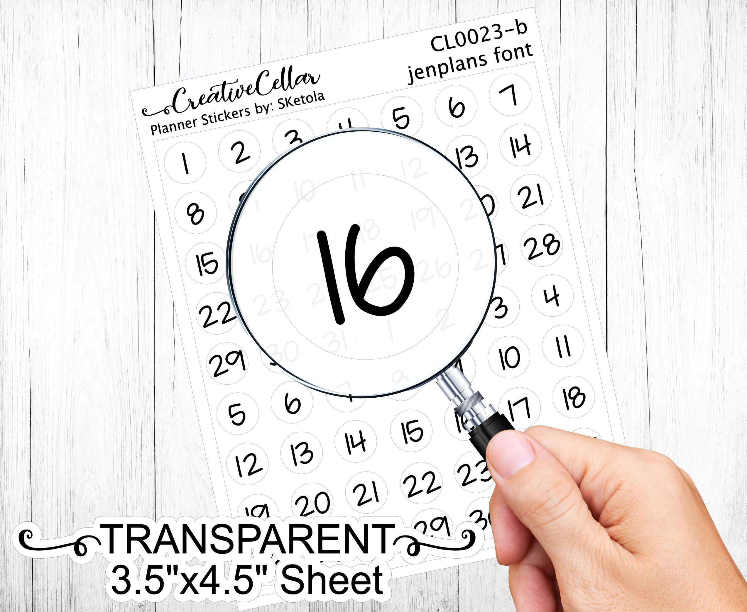 Cl-0023-a-b // CLEAR Numbers Planner Stickers Transparent 2 Sets of 1 ...
