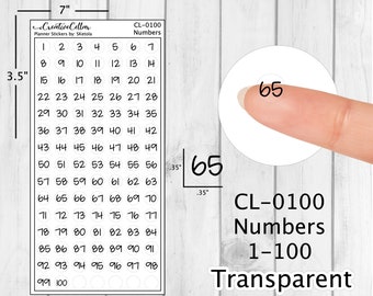 CL-0100 / Zahlen 1-100 Planer Sticker Transparent Sticker Jen Plans Schriftart