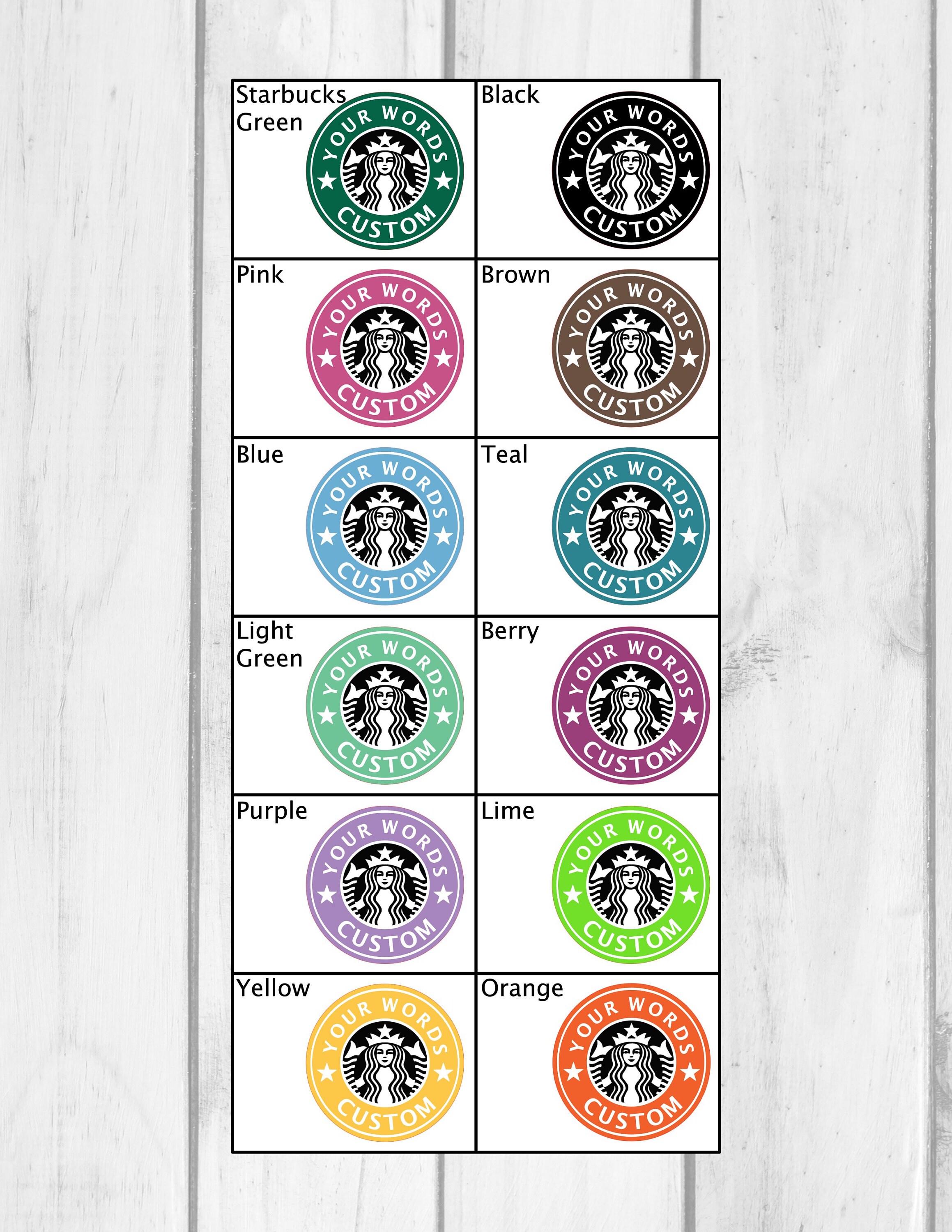 Personalized 2-color Printed Starbucks Custom Waterproof Sticker Decal