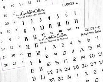 CL-0023-a-b // CLEAR Numbers Planner Stickers Transparent 2 Sets of 1-31 on one sheet