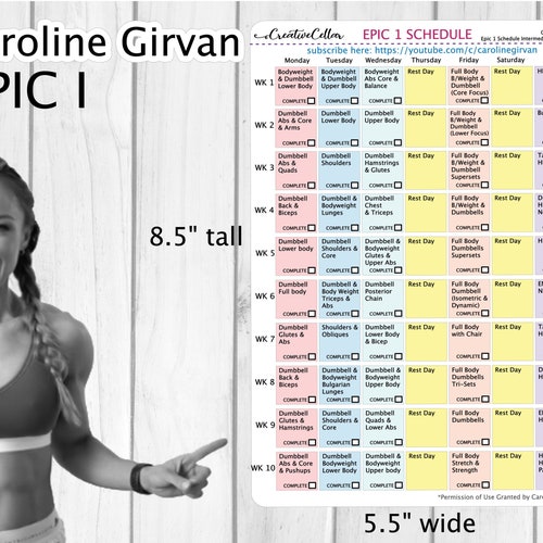 EC 0008 Caroline Girvan EPIC I Workout Planner Stickers Etsy Canada