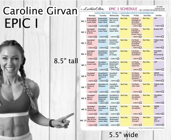 EC-0008 // Caroline Girvan EPIC I Workout Planner Stickers Epic 1