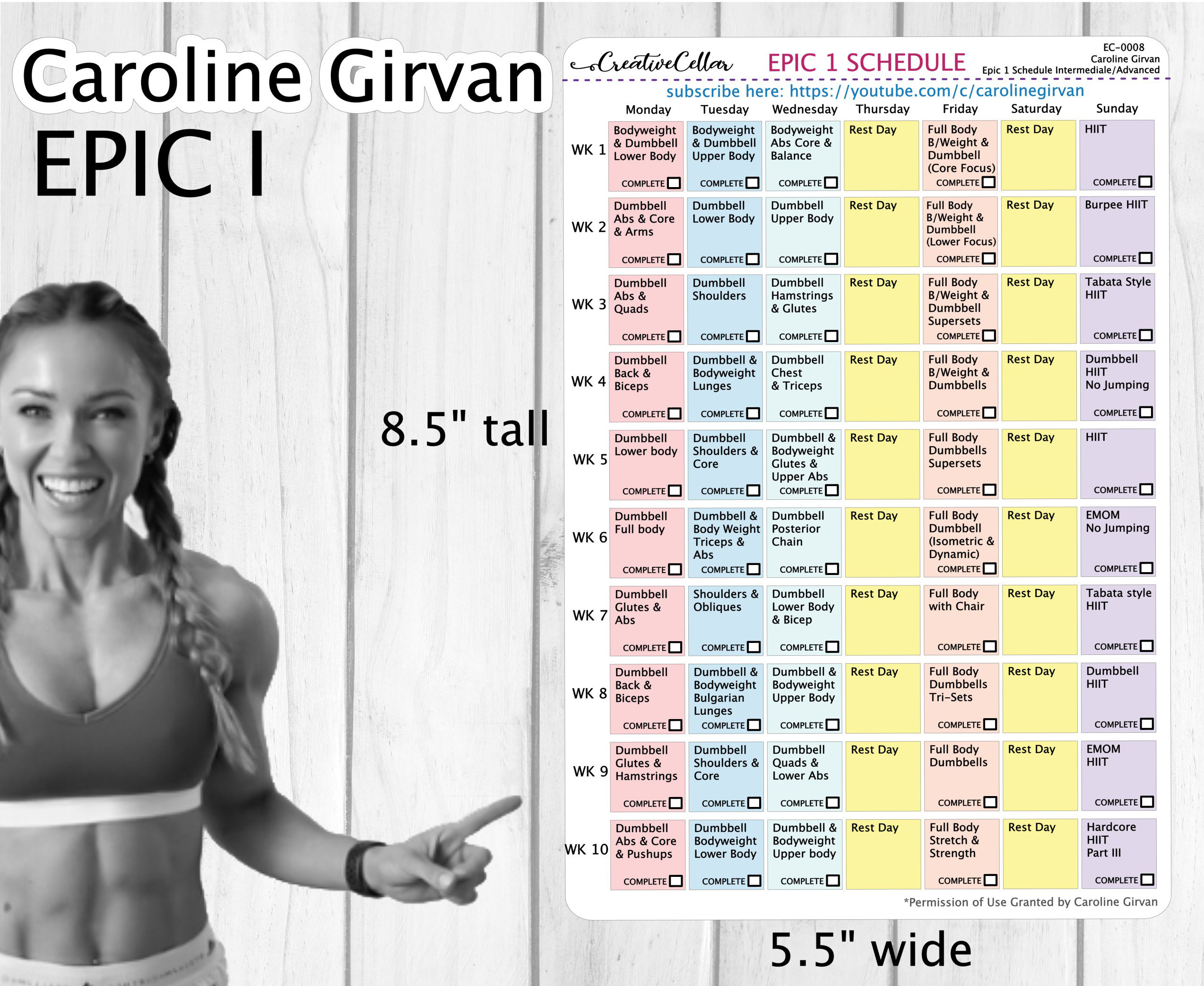 EC-0008 // Caroline Girvan EPIC I Workout Planner Stickers Epic 1 -   Portugal