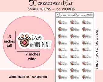 TTBW-014 // Vet Planner Stickers Colorful Tiny Appointment Pet Dog Cat