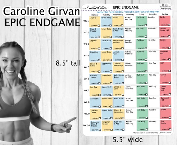 EC-0008 // Caroline Girvan ENDGAME Workout Planner Stickers 