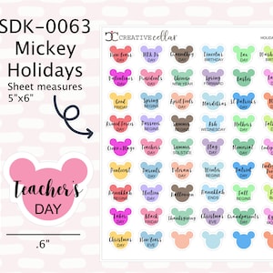 SDK-0063 // Mouse Holidays Planner Stickers Available in White Matte