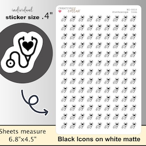 BI-0010 Stethoscope Icon Planner Stickers, Appointment Dr Medical Nurse Health