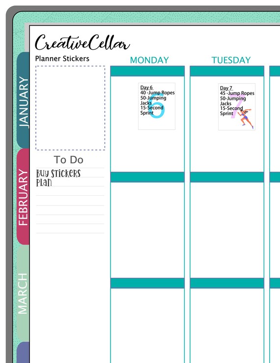 Sdk-0073-b Planner Stickers 30 Day Cardio Challenge, Fits Any Planner 