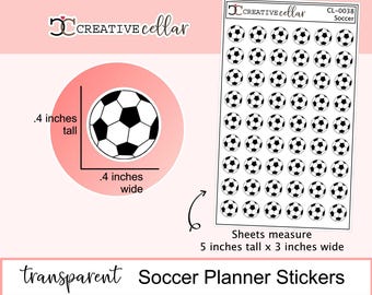 CL-0038 // Soccer Balls Stickers for Planner Transparent Clear Game Practice