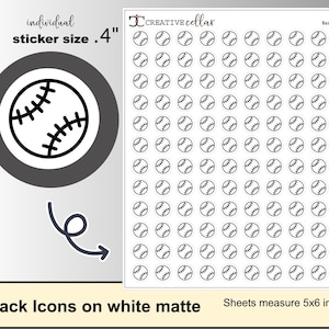 BI-0021 Baseball Icon Planner Stickers, Sports, Game, Ball
