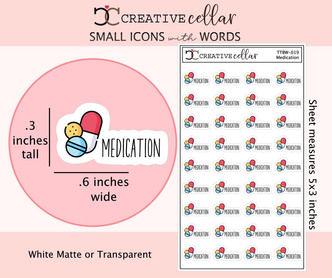 TTBW-019 // Medication Planner Stickers Colorful Tiny Pills Meds ...