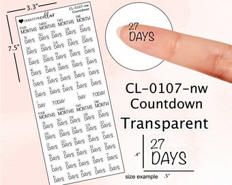 CL-0107-nw // Countdown Planner Stickers 1 sheet Transparent Count down