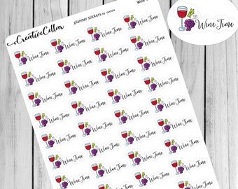 SDK-0048 Planner Stickers Functional 40 Wine Time Stickers Glass