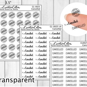 CL-0025 // Geannuleerde plannerstickers doorzichtige tekststickers transparant annuleren