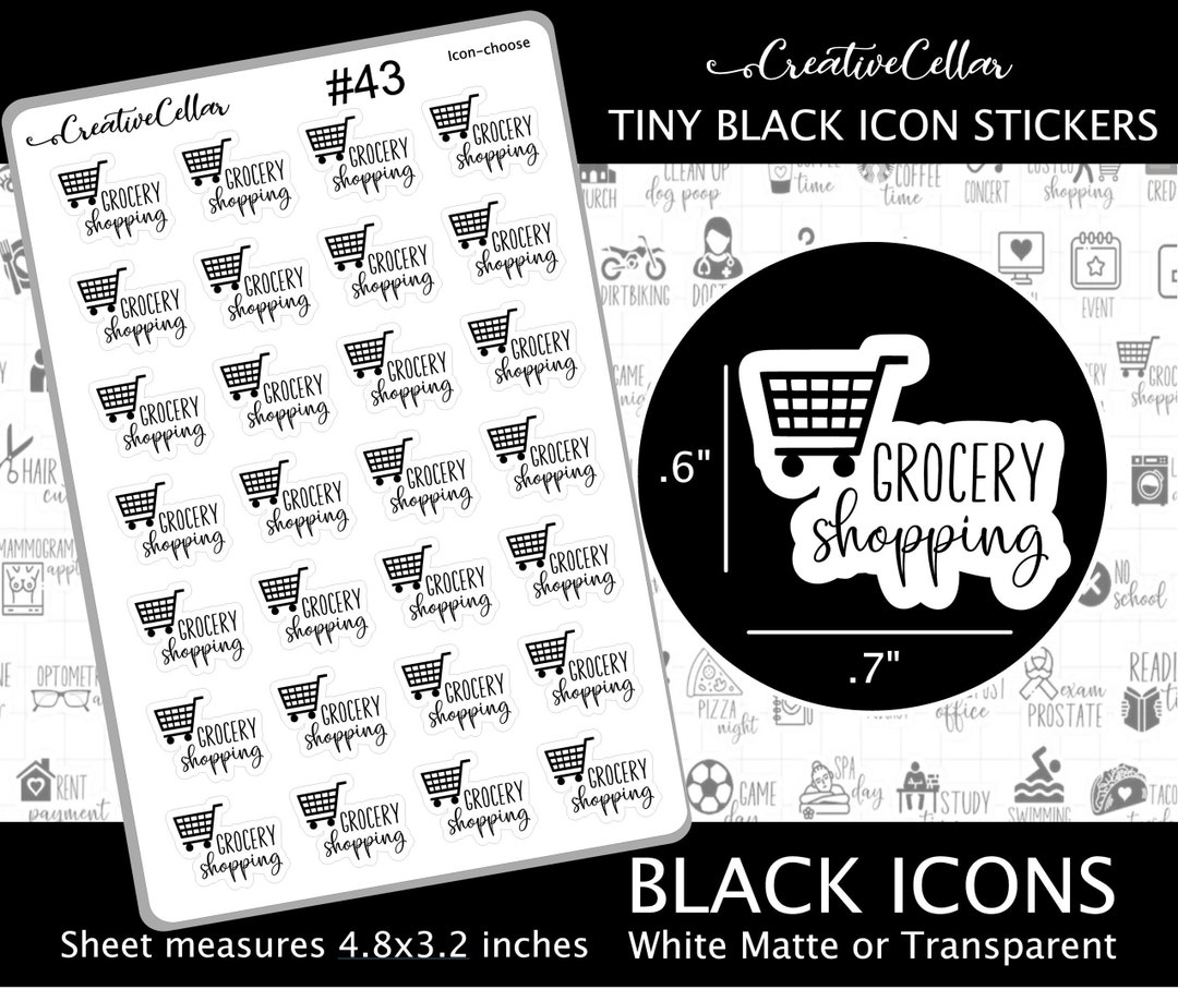 ICON-43 // Grocery Shopping Planner Stickers, Groceries, Food - Etsy