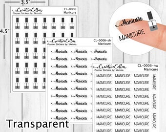 CL-0006 // Manicure Stickers for Planner Clear Script Stickers Nails Transparent Pedicure