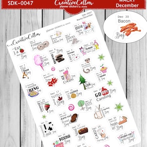 SDK-0047 // Gekke plannerstickers voor december Feestdagen passen op elke planner
