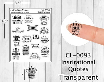 CL-0093 // 15 Quote Stickers Planner Stickers Transparent Inspirational