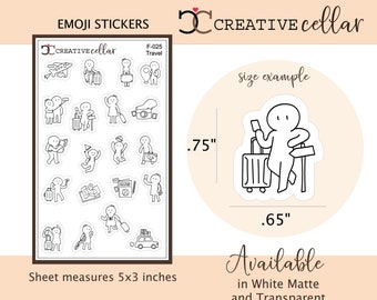 F-025 // Emoji Travel Planner Stickers sized to fit any Planner 20 Vacation Cute Emoji