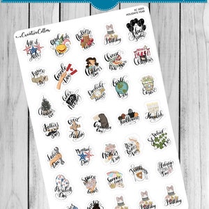 EC 0005 Yearly Holidays Planner Stickers, 35 Holiday Stickers