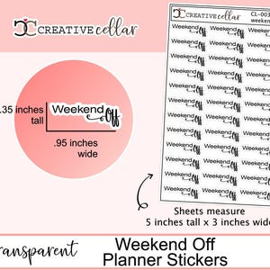 CL-0037-sh // Weekend Off Planner Stickers  Script Stickers for Planner Transparent Clear Stickers