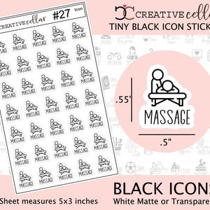 ICON-27 // Massage Planner Stickers, Relaxation, Spa, Health