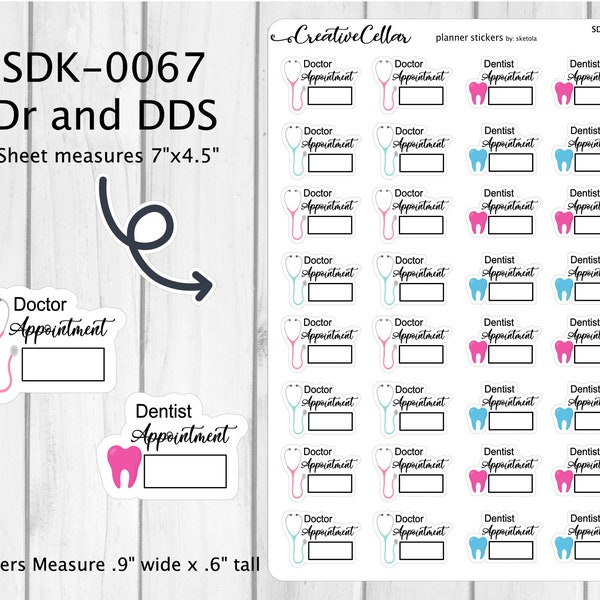 SDK-0067 // Planner Stickers Functional 32 Doctor Dentist Appointment fits any Planner