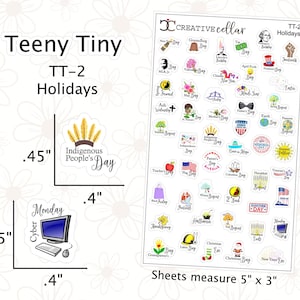 TT-2 // Holidays with Clipart Teeny Tiny Planner Stickers Holidays fit any Planner