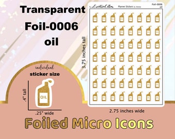 FOIL-0006 // ゴールドホイルオイルアイコンプランナーステッカー 透明マイクロサイズ オイル交換