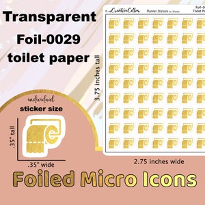 FOIL-0029 // Toiletpapierpictogram goudfolie plannerstickers transparant microformaat TP