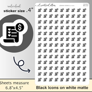 BI-0013 Bills Icon Planner Stickers, Betalingsstickers