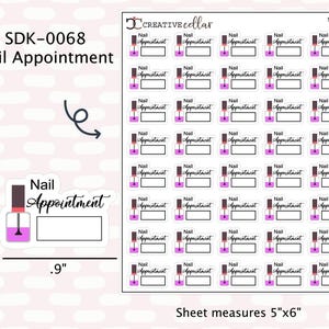 SDK-0068 // Stickers pour agenda fonctionnels, rendez-vous de manucure pour les ongles, n'importe quel agenda