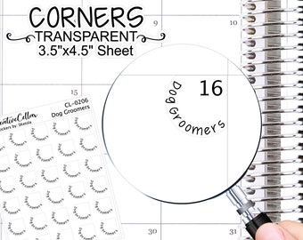 CL-0206 // Dog Groomer Corner Circles Planner Stickers Transparent 30 Circles for Month or Week