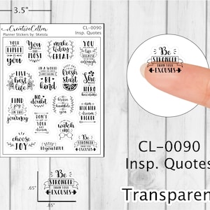 CL-0090 // Citaatplannerstickers 17 transparante inspirerende citaten