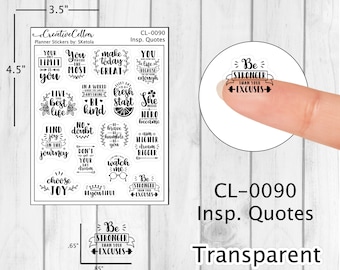 CL-0090 // Quote Planner Stickers 17 Transparent Inspirational Quotes