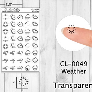 CL-0049 // Weather Planner Stickers CLEAR 40 Stickers for Planner Transparent Weather Tracker