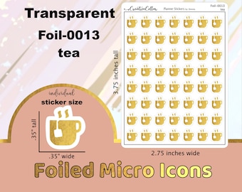 FOIL-0013 // ティーカップアイコン ゴールドホイル プランナーステッカー 透明マイクロサイズ