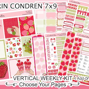 EC-3005 //Planner Stickers Strawberry Season Kit - Weekly EC 7x9 Planner Strawberries