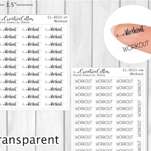 CL-0033 // Workout Stickers for Planner Clear Script Stickers Work out Transparent