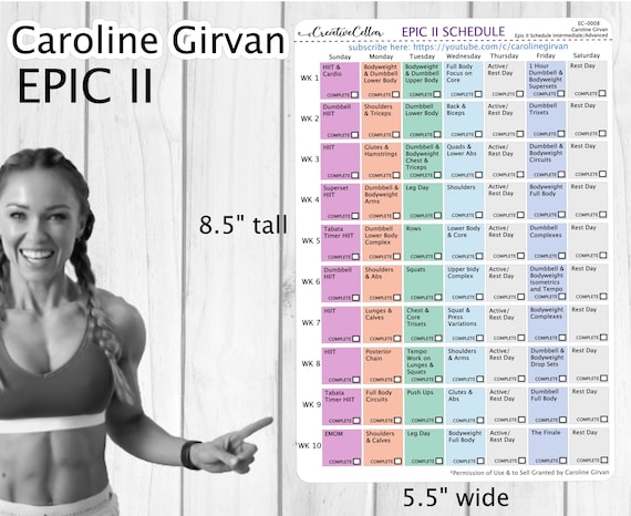 EC-0008 // Caroline Girvan EPIC II Workout Planner Stickers